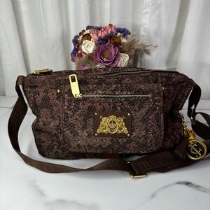 VTG Juicy Couture Y2K Rare Snakeskin Print Crossbody Bag Gold Logo Tassel Charm